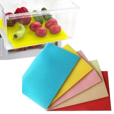 1pc Sponge Refrigerator Drawer Mat Anti-oil Mildew Proof Easy To Clean Vegetable And Fruit Preservation Random Color ► Photo 1/6