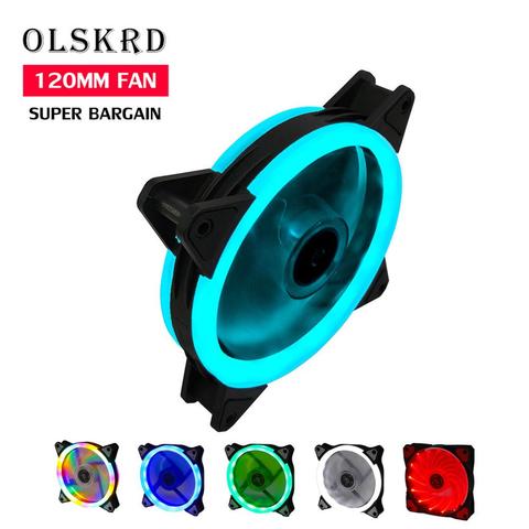 Olskrd Computer 120mm LED Fan Cooler 120 mm Fan Cool Glare Red Blue Green White 4pin Cooling Cooler Fan For CPU Coolers Radiator ► Photo 1/6