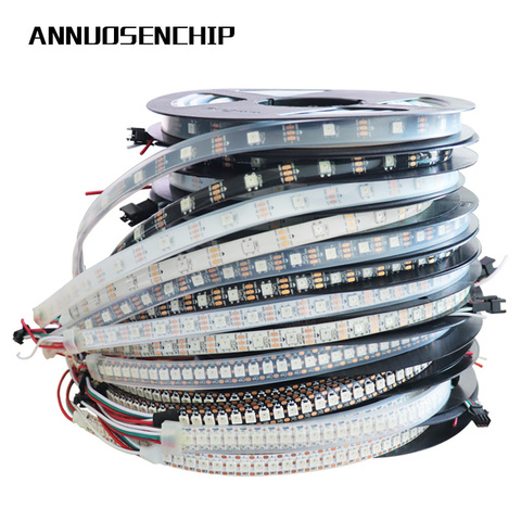 1m/5m WS2812B 30/60/144 leds/m Smartled pixel RGB individually addressable led strip light Black/White PCB WS2812 IC WS2812B 5V ► Photo 1/6