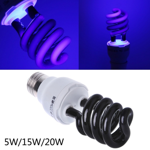 E27 UV Light Bulb Ultraviolet Lamp Fluorescent CFL 5/15/20W Spiral Enegy Saving Black Light Violet Lighting 220V 300-400nm ► Photo 1/6