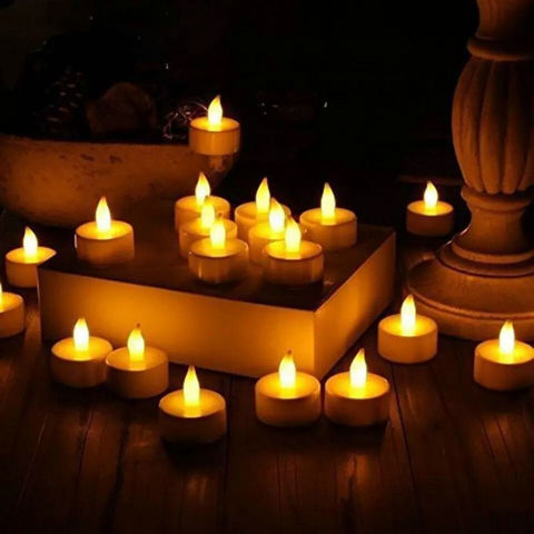 set of 6pc/12pcs Rechargeable Flickering Flameless TeaLight Led Candle lamp electric waxless Wedding Church Home Bar Decor-Amber ► Photo 1/6