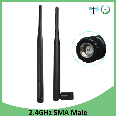 2pcs 2.4 GHz Wifi antenna 5dBi SMA Connector Antena Aerial 2.4ghz antenne wi fi For PCI Card USB Wireless Router Wifi Booster ► Photo 1/6