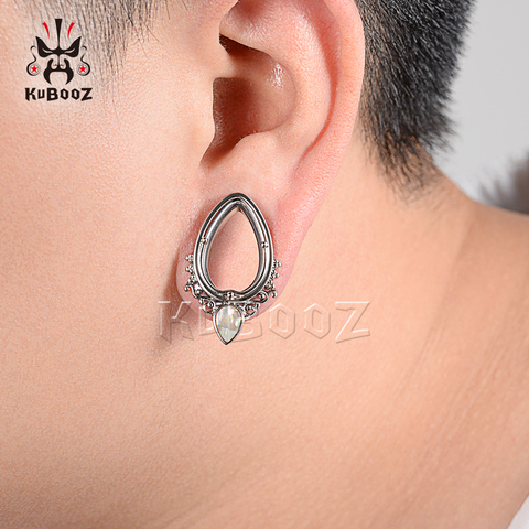 KUBOOZ Newest Design Water Drop Shell Stainless Steel Ear Piercing Plugs Gauges Fashion Body Jewelry Ear Tunnels Expanders 2PCS ► Photo 1/6