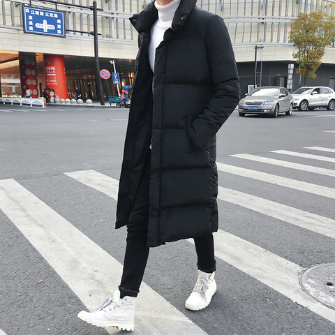 Mens Long Down Jacket Coat Luxury Brand Winter Solid Black Parkas Men Plus Size 4XL Thick Warm Slim Fit Male Overcoat ► Photo 1/5