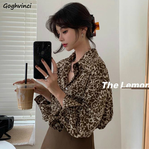 Leopard Shirts Women Loose Retro Autumn Long Sleeve Trendy Ladies Blouses All-match Streetwear Female Chic Tops New Fashion Hot ► Photo 1/6