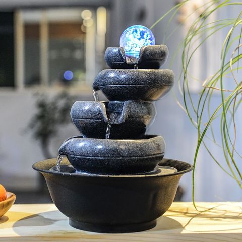 Handmade Gifts Cascading Rock Tabletop Water Fountains Waterfall Tiered Stone Home and Office Lucky Fengshui Fountain Humidifier ► Photo 1/6