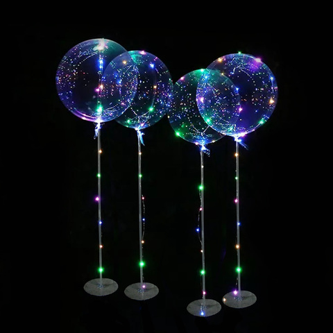 Handle LED Balloon with Sticks Luminous Transparent Helium Bobo