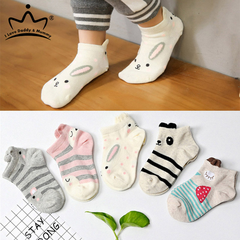 5Pairs/Lot Cute Kids Socks Funny Cartoon Animal Ears Short Socks Spring Summer Cotton Children Boys Girls Ankle Socks ► Photo 1/6