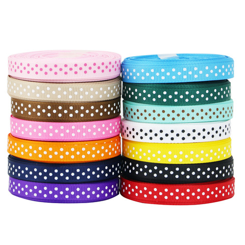 (25 yards/roll) 10mm Cartoon Polka Dots Printed Grosgrain Ribbon Lovely lace Series Ribbons ► Photo 1/6