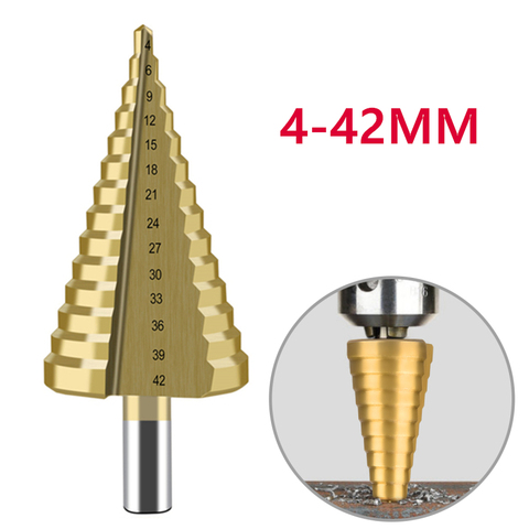 1 Pcs High Speed Steel Step Drill Bit for Metal Wood Hole Cutter HSS Titanium Coated Drilling Power Tools 4-32mm 4-39mm 4-42mm ► Photo 1/6