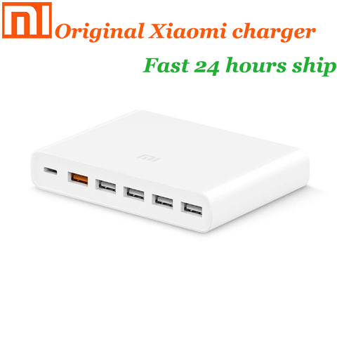 Original xiaomi USB charger 60W smartphone pad charging output 1 Type-C 6 port 5 USB-A dual QC 3.0 fast charging 18W x2 adapter ► Photo 1/6