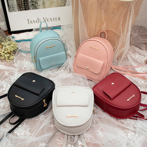 Mini Backpack Women PU Leather Shoulder Bag For Teenage Girls Kids Multi-Function Small Bagpack Female Ladies School Backpack ► Photo 1/6