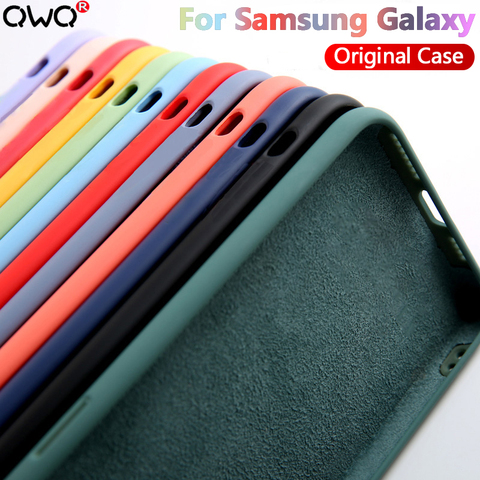 Original Liquid Silicone Case For Samsung Galaxy S8 S9 S10 S20 S21 Plus Note 20 Ultra 10 9 8 A51 A50 A71 A70 A20 A30 A40 Cover ► Photo 1/6