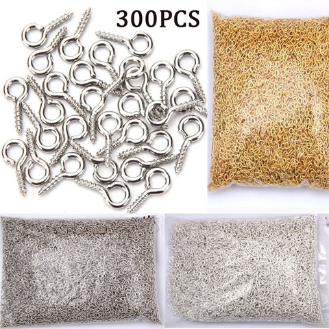 300Pcs Mini Screw Eye Pins for Jewelry Making Pearl Beads Eyepins Hooks Eyelets Screw Clasps Hooks for Pendant Jewelry Findings ► Photo 1/6