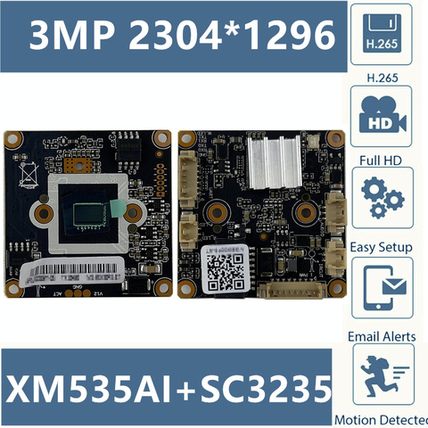 XM535AI+SC3235 3MP IP Camera Module Board 2304*1296@20fps 1920*1080@25fps Onvif CMS XMEYE Low illumination CMOS P2P Cloud RTSP ► Photo 1/6