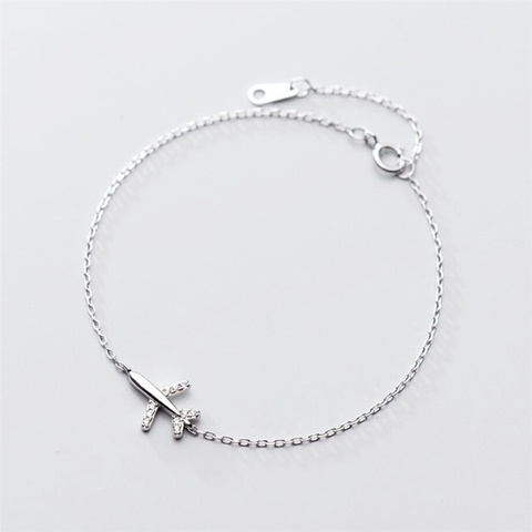 Sole Memory Sweet Cute Mini Plane Literary 925 Sterling Silver Female Resizable Bracelets SBR210 ► Photo 1/6