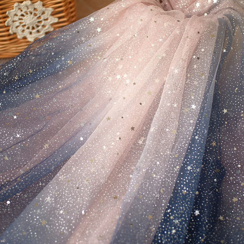 150cm wide Sequined Stars Gradient Embroidery Mesh Lace Fabric For Evening Dress/Women's Skirt Bridal Tulle Dress Sequins Fabric ► Photo 1/6