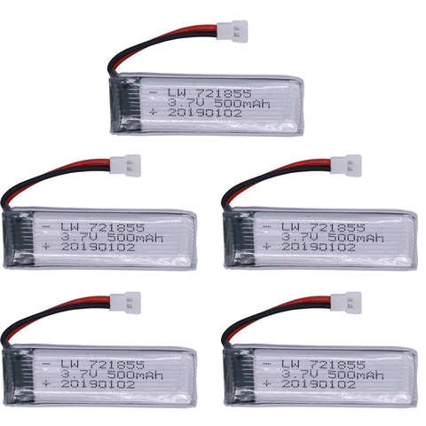 5PCS 3.7V 500mAh li-po Battery for H37 V966 V977 T37 X20 U815A U818 RC Quacopter Spare Parts Accessories 721855 XH2.54 ► Photo 1/6