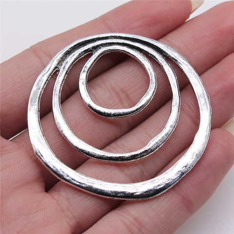 WYSIWYG 1pcs/lot 49x51mm 3-Layer Circles Charms Pendant For Jewelry Making Antique Silver Color Alloy Jewelry Accessories ► Photo 1/3