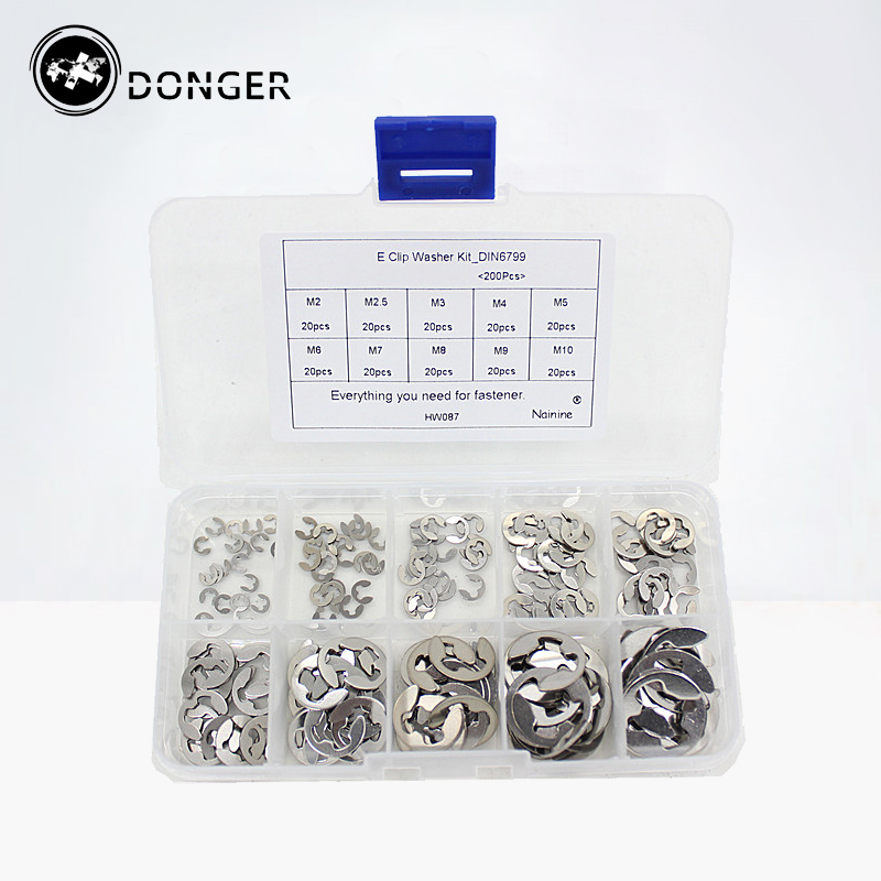 120Pcs Assorted M1.5 2 3 4 5 6 7 8 9 M10 mm Stainless Steel E Clip Circlip Set r