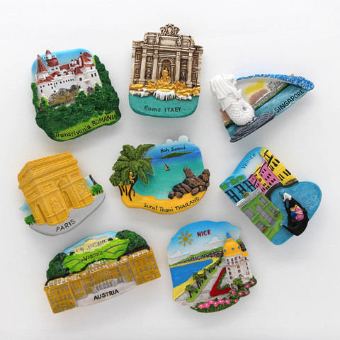 Thailand tourist magnet refrigerator 3d magnets Italy fridge magnets Paris Austria Singapore France nice Romania home decor gift ► Photo 1/6