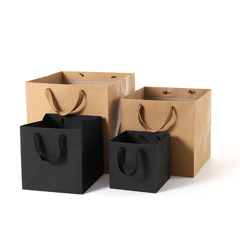 Pretty Square Kraft Paper Bags with Handle Multifunction Shopping Bags Gift Packing Box Valentine's Day Rose Boxes Party Decor ► Photo 1/6