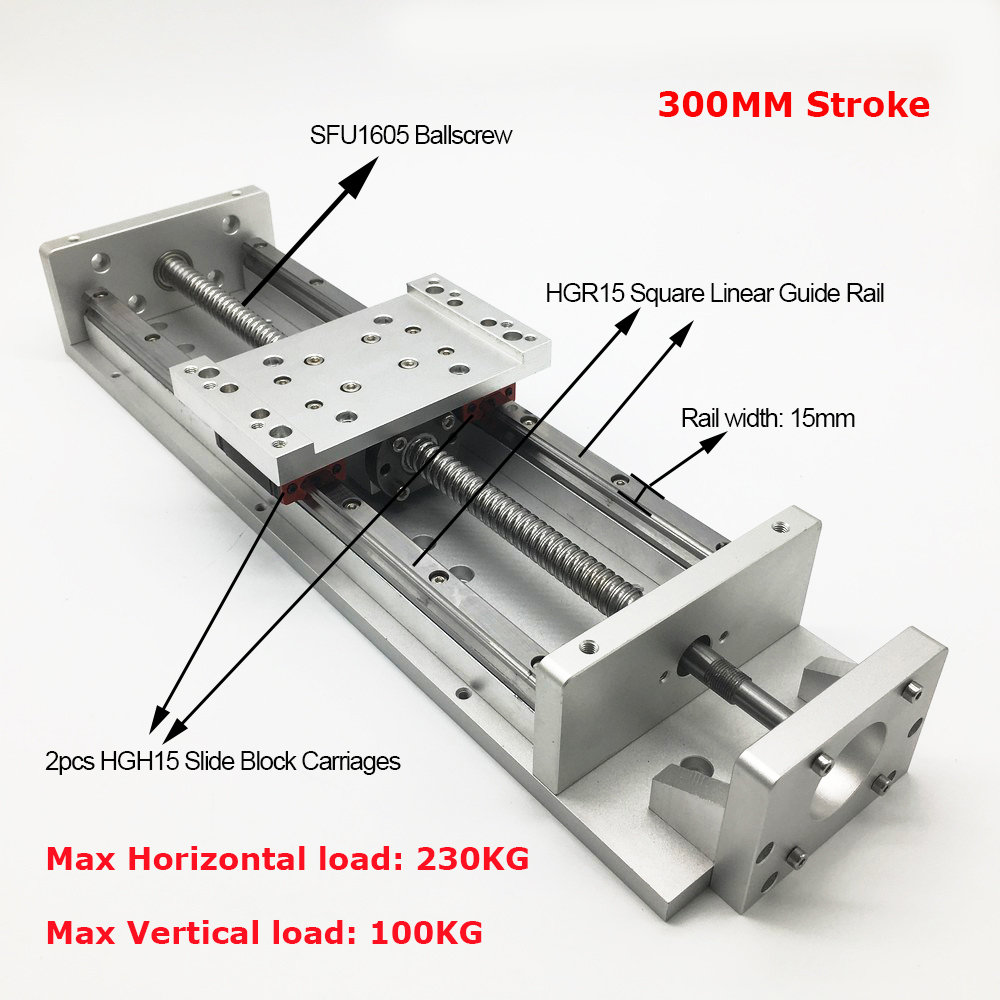 12" 300MM Stroke XYZ Axis Cross Electric Sliding Table Slide Linear ...