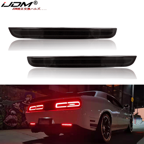 iJDM 3D Optic Style Full LED Rear Bumper Reflector Light Kit For 2015-up Dodge Challenger, Function as Tail or Rear Fog Lights ► Photo 1/6