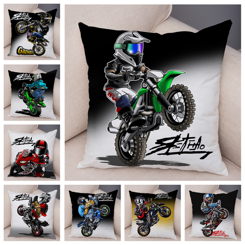Cartoon Motorcycle Cushion Cover Decor Extreme Sports Pillowcase Soft Plush Mobile Bike Pillow Case for Sofa Home Children Room ► Photo 1/6