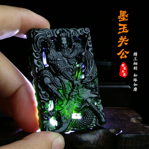 100%  real hetian hollow handcarved black jade pendant necklaces pendants brand men women real jade jewelry ► Photo 1/4