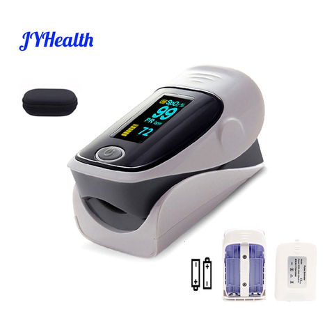 JYHealth Digital finger pulse oximeter OLED medical pulsioximetro SPO2 PR PI health alarm Fingertip oximetro de dedo with case ► Photo 1/6