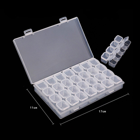 1 Set 28 Slots Empty Nail Storage Box Case For Rhinestones Alloy Parts Organizer Case Storage Beads Jewelry Boxes ► Photo 1/6