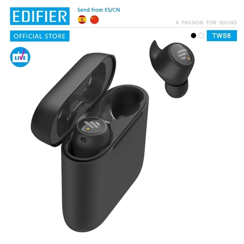 EDIFIER TWS6 TWS wireless charging Earbuds Qualcomm aptX Bluetooth V5.0 tap control IPX5 Waterproof wireless earphone up to 32hr ► Photo 1/6