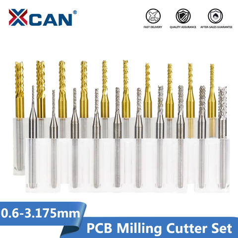 XCAN 10pcs 0.6-3.175mm Carbide PCB Milling Cutter Set 3.175mm Shank PCB Machine Engraving Bit End Mill ► Photo 1/6