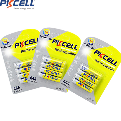 12Pcs/3Pack PKCELL aaa 1000mAh 1.2V NIMH AAA Rechargeable Battery nimh batteries Baterias for Camera Flashlight Toy ► Photo 1/5