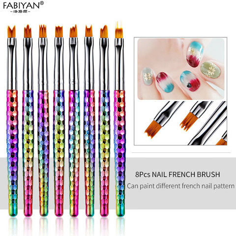 8Pcs Flower Drawing Pen Gradient DIY Nail Art Brush Set Painting Drawing  Tip Acrylic Gel UV Polish Nail Art Design Manicure Tool