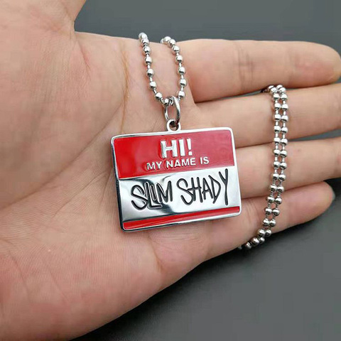 Hip Hop Rock Titanium Steel Slim Shady Square Pendants Necklaces for Men Rapper Jewerly Drop Shipping ► Photo 1/5