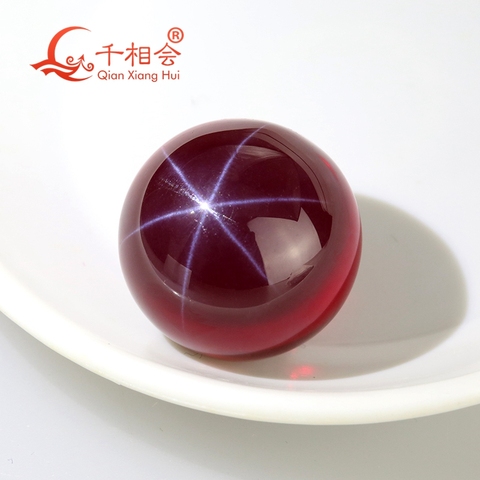 artificial star sapphire  ruby red color sphere shape/ ball shape red color corundum without hole ► Photo 1/6