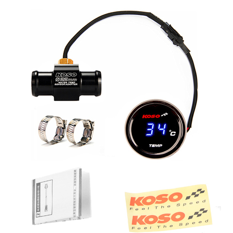 Koso Water Temperature Gauge 0~120 Degree Display LCD Motorcycle Temperature Meter with Sensor ► Photo 1/6