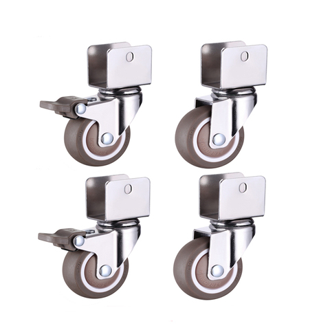 1.5” Furniture Crib Casters Cabinet Clamp with Brake Wheels Soft Rubber Swivel Caster Furniture Hardware Fittings Pack of 4 ► Photo 1/6