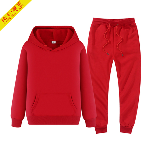 winter hoodies suits men fashion Fleece red hoodie black Brand pants Casual Jogger suit tracksuit sweatshirt woman pullover ► Photo 1/6