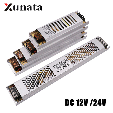 Ultra Thin LED Power Supply DC 12V 24V Lighting Transformers 25W 60W 100W 150W 200W 350W 300W 400W AC 220V Driver For LED Strip ► Photo 1/6