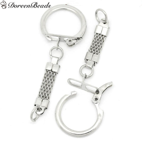 DoreenBeads Iron Based Alloy Keychain & Keyring Round Silver Color 62mm x 23mm, 30 PCs Key Ring Split Jewelry Making Findings ► Photo 1/3