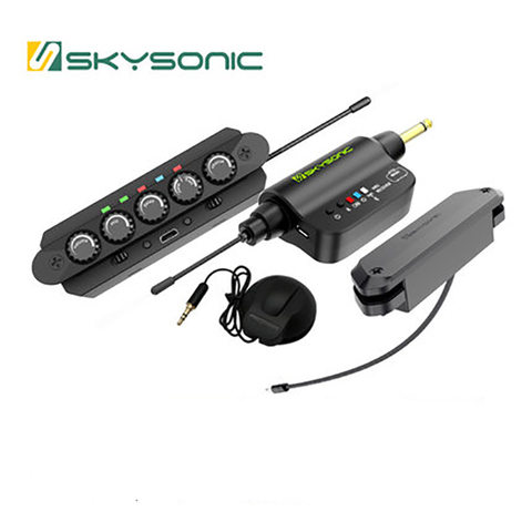 Skysonic WR2 Wireless Plus Vibration Pickup Folk Acoustic Guitar Free Hole Bluetooth Plus Shock Amplifier Sound Hole Pickup ► Photo 1/6
