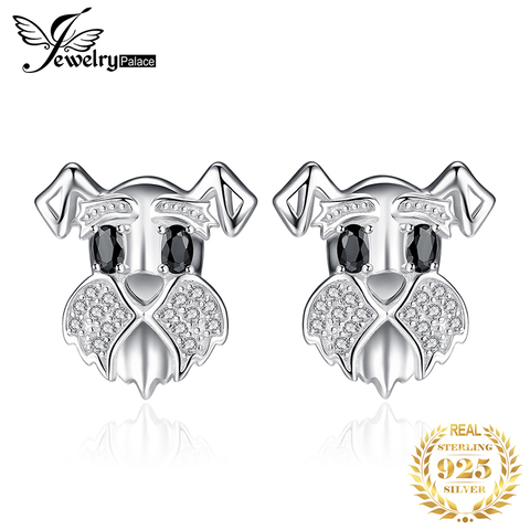 Schnauzer Dog Genuine Black Spinel Stud Earrings 925 Sterling Silver Earrings for Women Gem Korean Earrings Fashion Jewelry 2022 ► Photo 1/6