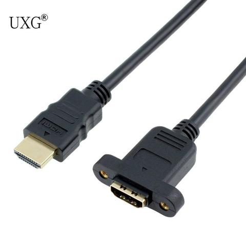 HDMI A 1.4V 19pin male to hdmi A type Female extension cable With Screw hole Lock Panel Mount 30cm 60cm 100cm 150cm 1ft 2ft 3ft ► Photo 1/4