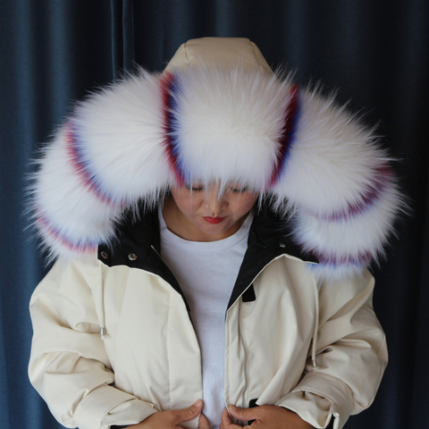 faux raccoon fur collar DIY fake fox fur down coat fur collar parka fur collar multicolor customerized faux raccoon fur collar ► Photo 1/5