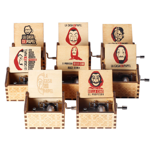 La Casa De Papel bella ciao Music Box Money heist Paper House Musical Hand Crank for Christmas gift Men Music Box large stock ► Photo 1/6