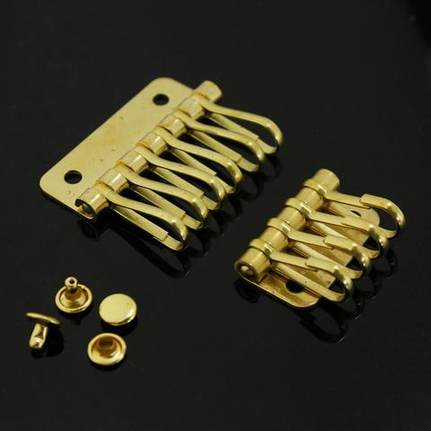 1 x Solid Brass metal key snap hook key holder Key Row Rivet Hook Keyring Organizer Holder Leather Craft Key case purse Hardware ► Photo 1/6