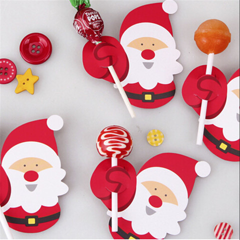 50Pcs/Lot Cartoons Santa Claus Paper Lollipop Cards DIY Lollipop Gift Package Decor Christmas Decoration 2022 Navidad New Year ► Photo 1/6